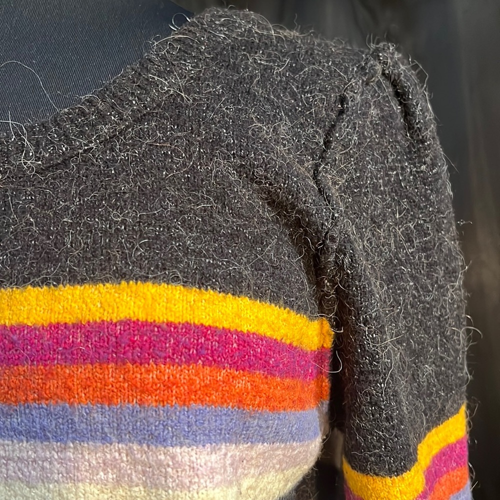 Free People Black and white and rainbow striped  sweater - Picture 4 of 5